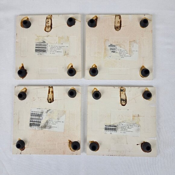 Vintage Action Industries 1984 Sheep Tile Trivets by Linda Morgan Rubber Feet - Picture 5 of 9